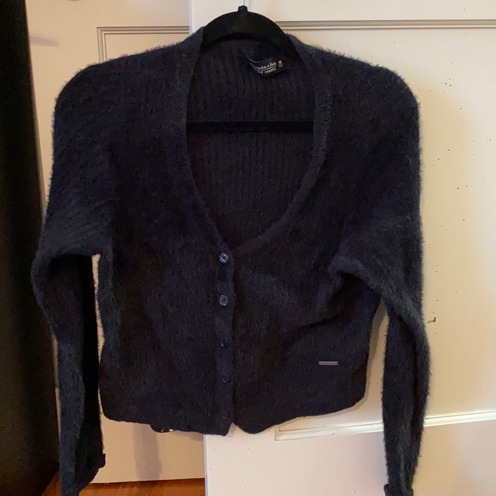 Black super soft crop cardigan/sweater.